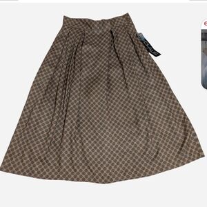 Vintage Chaus Brown Geometric A-Line Skirt